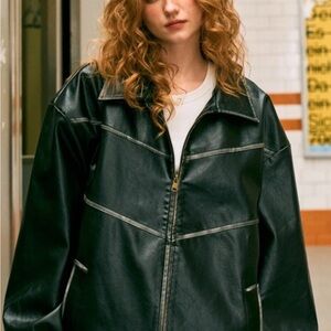 Elegant Black Leather Jacket for Women